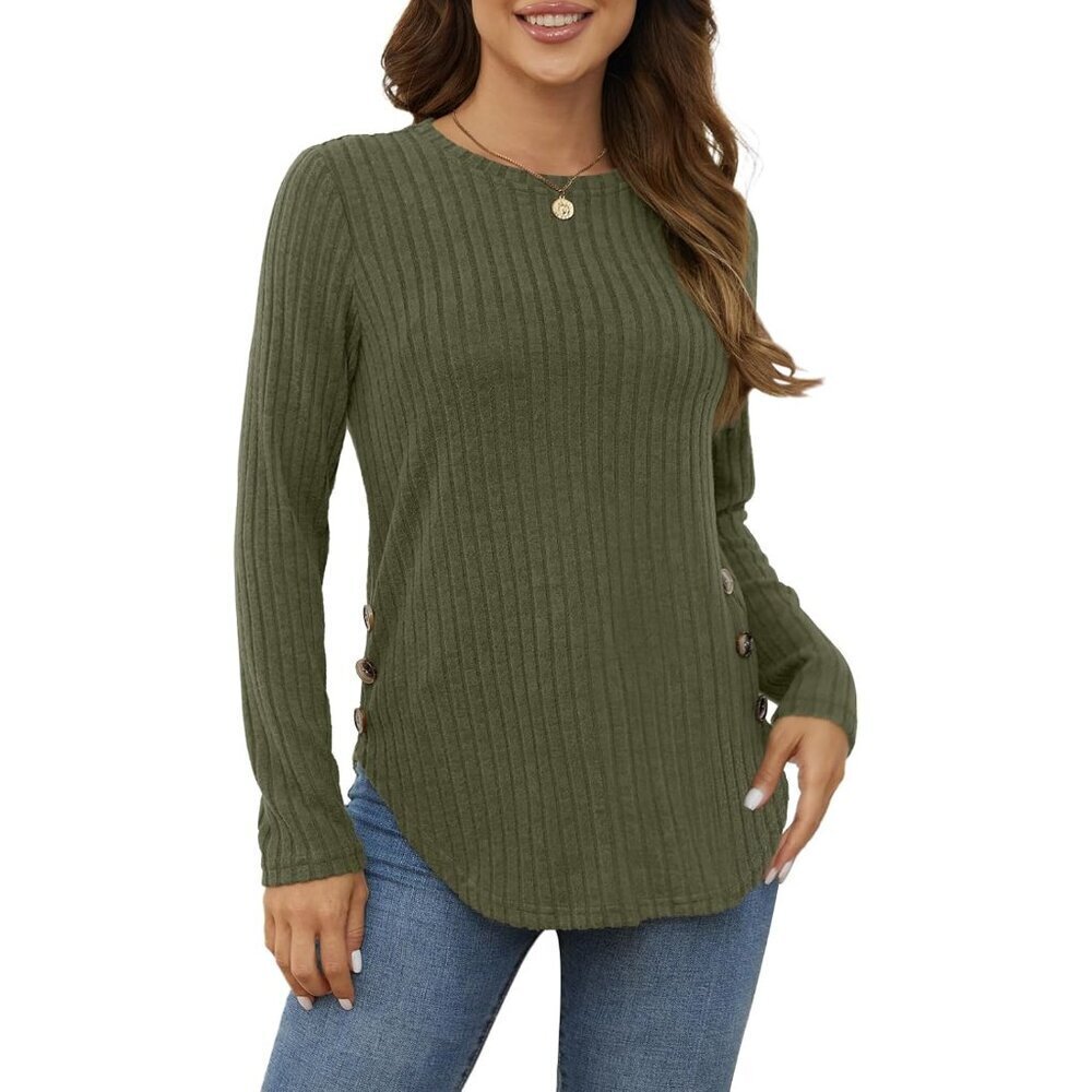 Women's Long Sleeve Sweater Casual Cotton Blend Medium Trendy Autumn